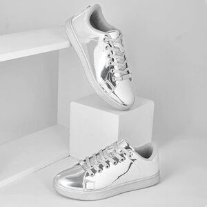 Shiny shoes Sparkly Bling Shiny Bedazzled Lace up Fashion Sneakers for Women